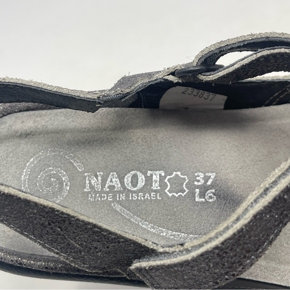 Naot Arataki Shoes Womens 6 Gray Shimmer Nubuck Leather Strap Cut Out Comfort - Picture 11 of 13
